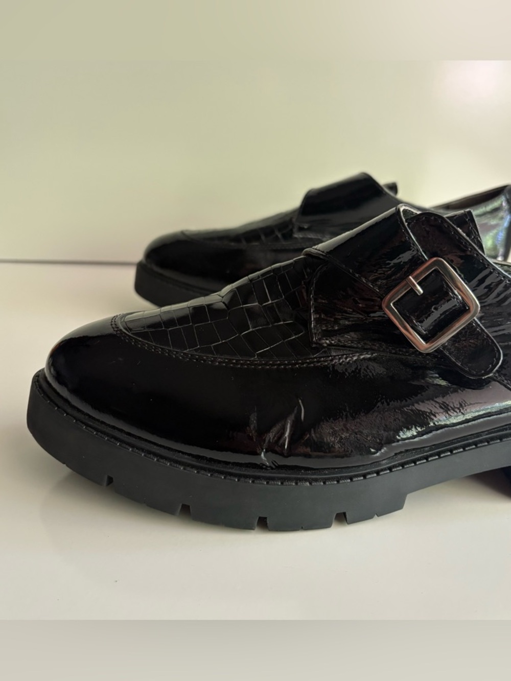 Seychelles Catch Me Black Patent Monk Strap Loafers Size 11 - Picture 6 of 8